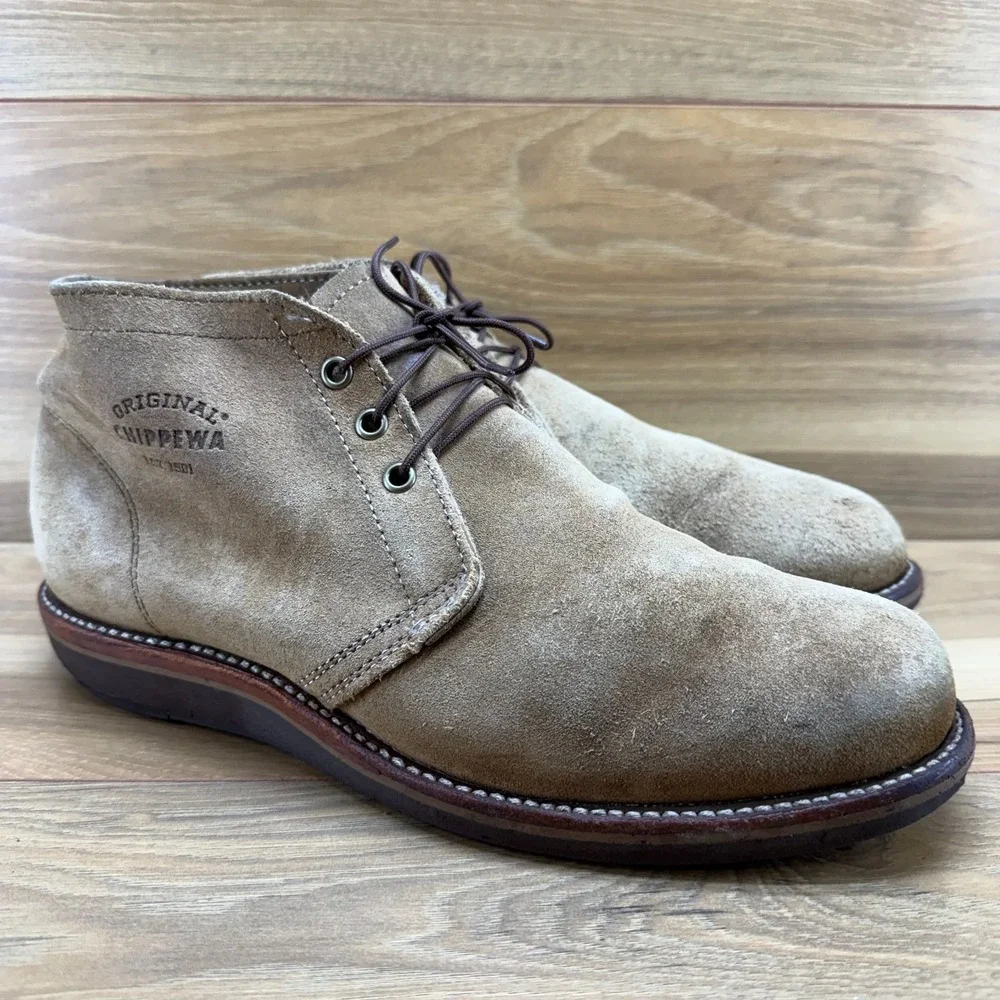 Chippewa Milford Suede Chukka Boot Mens 10 E Tan Wedge Soles USA Made